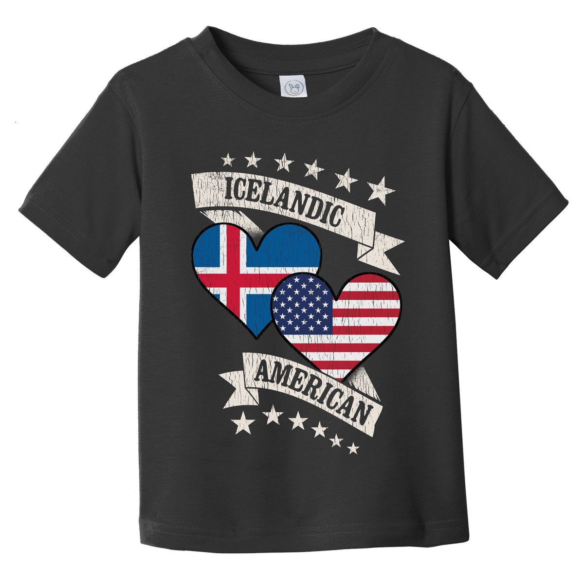 Icelandic American Heart Flags Iceland America Infant Toddler T-Shirt