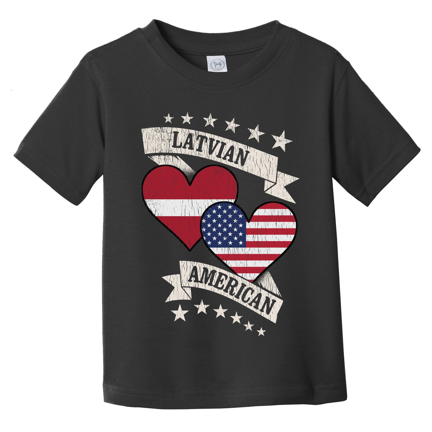 Latvian American Heart Flags Latvia America Infant Toddler T-Shirt