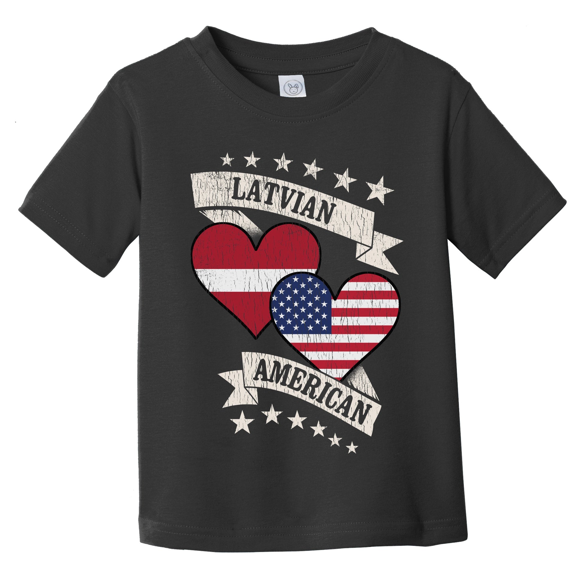 Latvian American Heart Flags Latvia America Infant Toddler T-Shirt