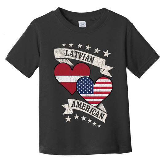 Latvian American Heart Flags Latvia America Infant Toddler T-Shirt