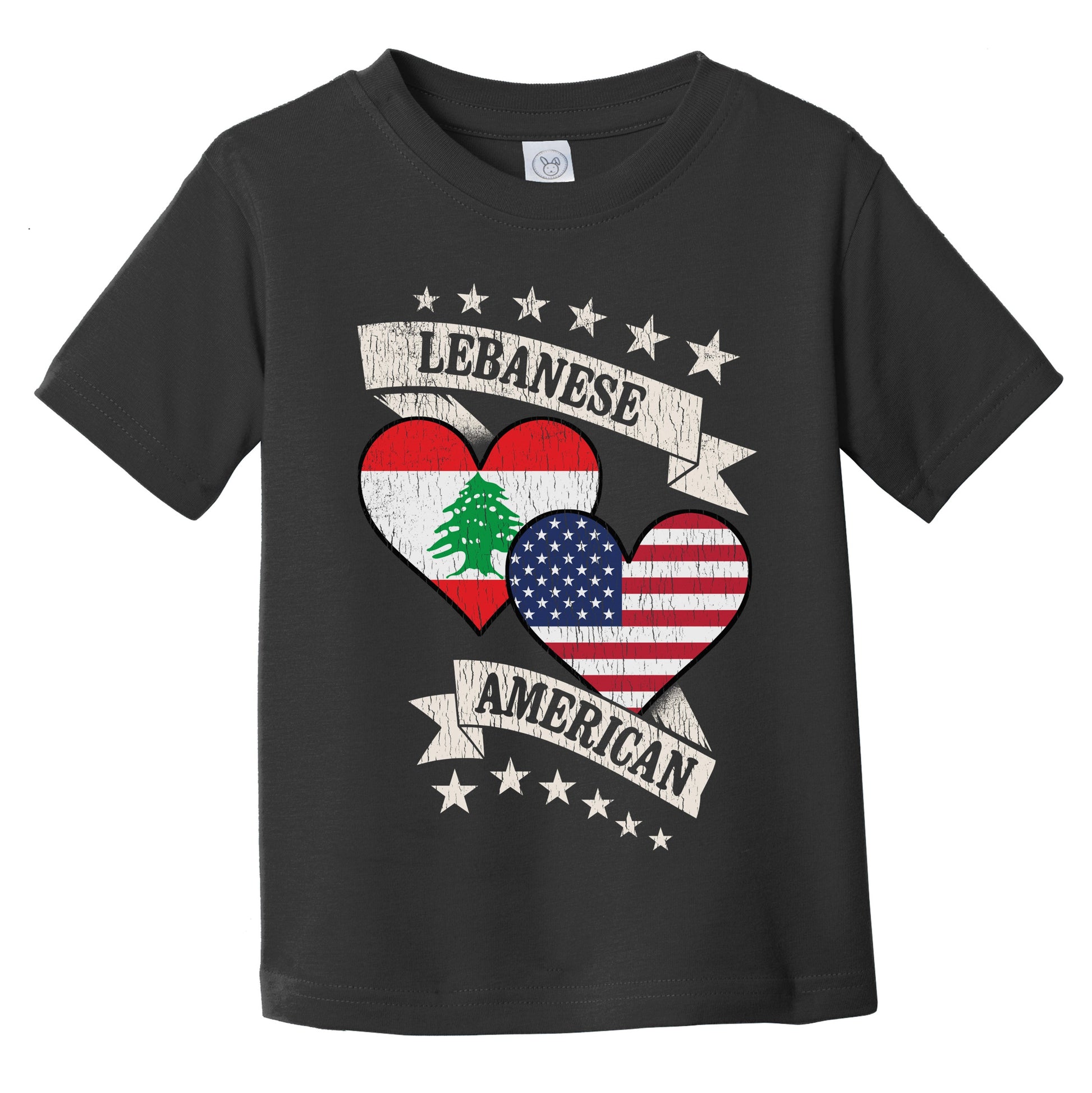 Lebanese American Heart Flags Lebanon America Infant Toddler T-Shirt