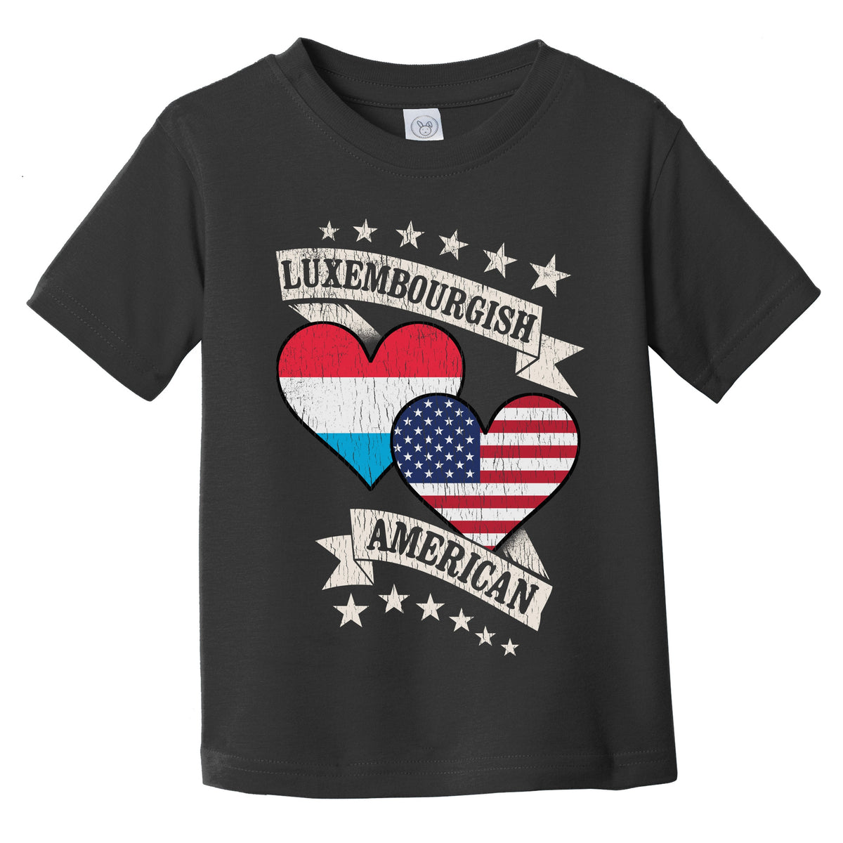 Luxembourgish American Heart Flags Luxembourg America Infant Toddler T-Shirt