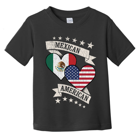Mexican American Heart Flags Mexico America Infant Toddler T-Shirt