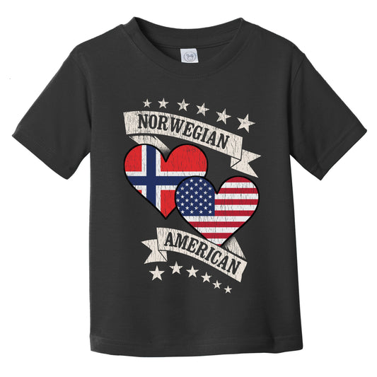 Norwegian American Heart Flags Norway America Infant Toddler T-Shirt