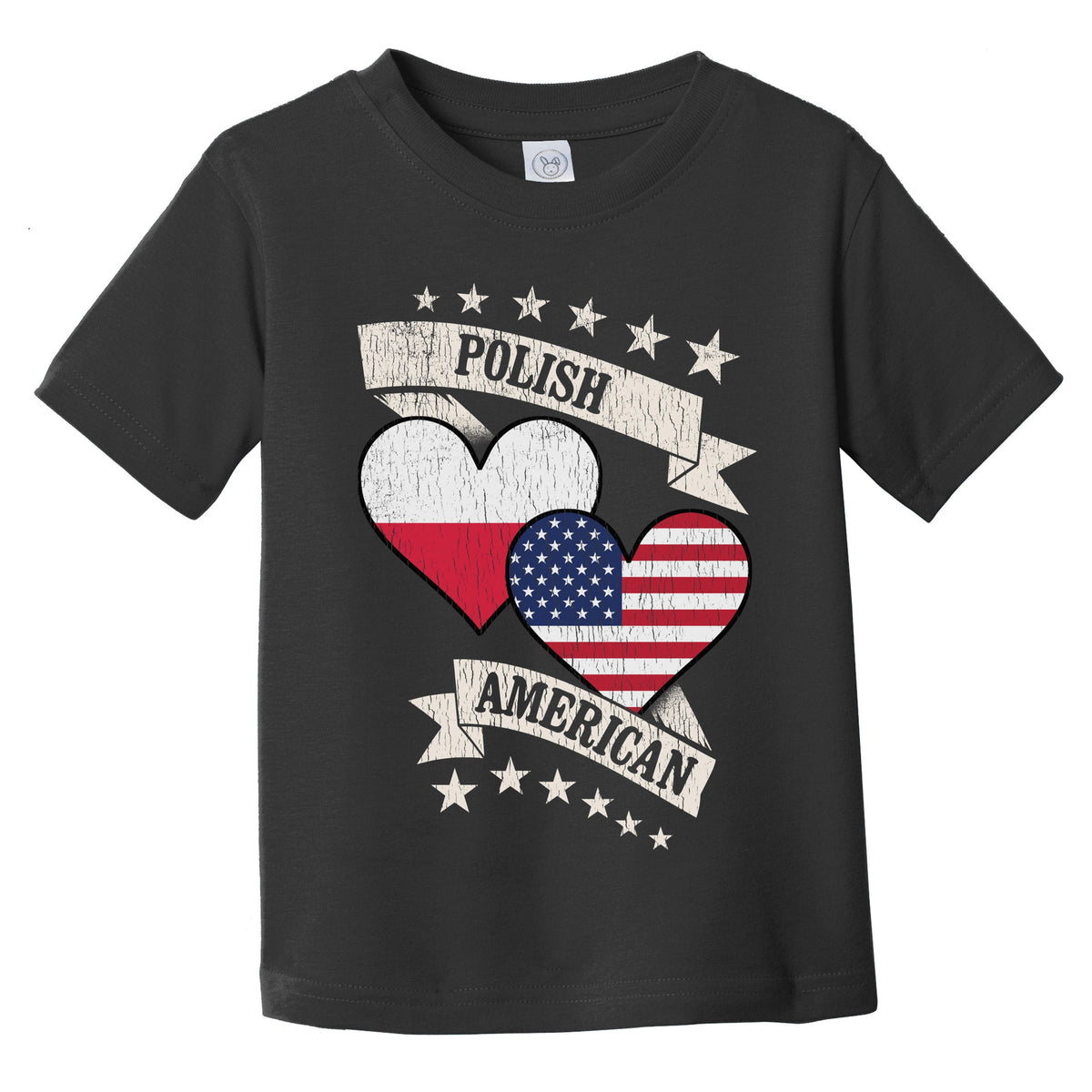 Polish American Heart Flags Poland America Infant Toddler T-Shirt