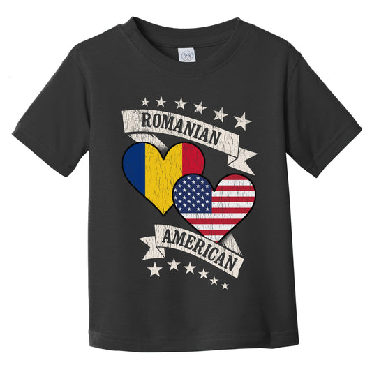 Romanian American Heart Flags Romania America Infant Toddler T-Shirt