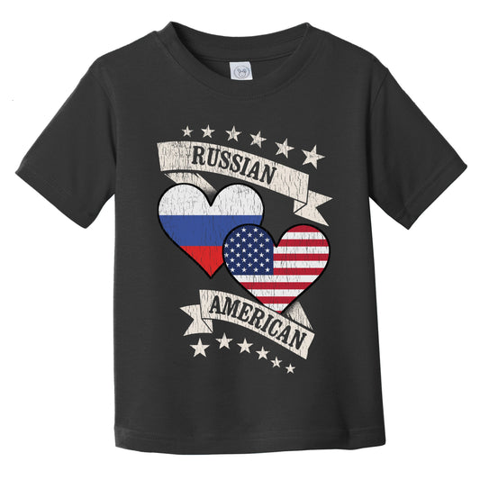 Russian American Heart Flags Russia America Infant Toddler T-Shirt