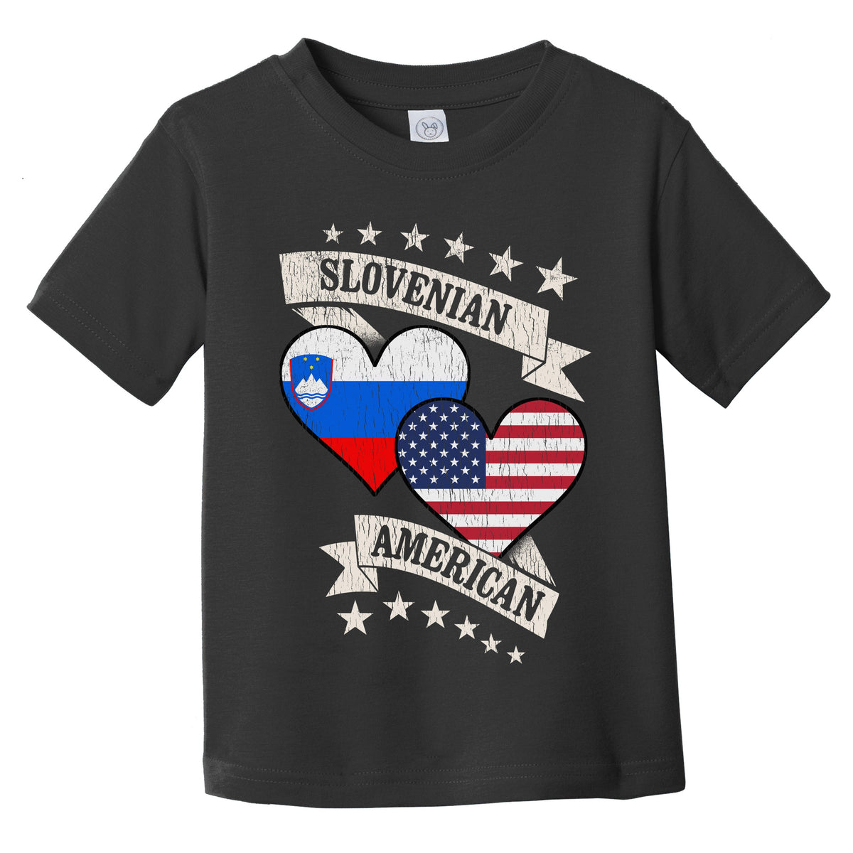 Slovenian American Heart Flags Slovenia America Infant Toddler T-Shirt
