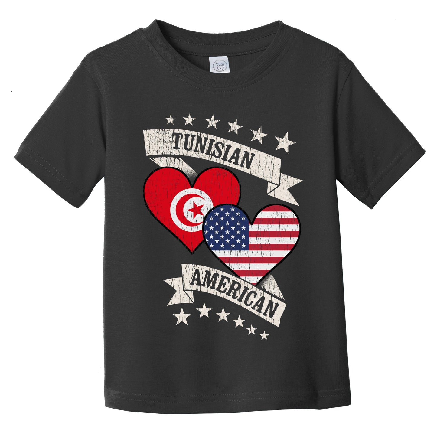 Tunisian American Heart Flags Tunisia America Infant Toddler T-Shirt