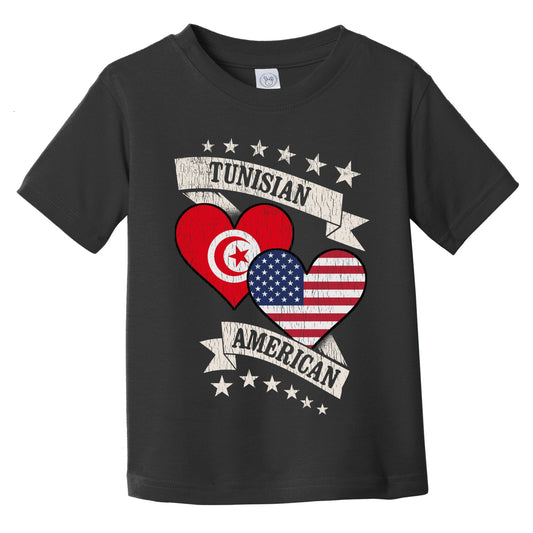 Tunisian American Heart Flags Tunisia America Infant Toddler T-Shirt