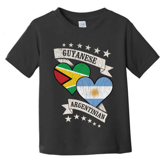 Guyanese Argentinian Heart Flags Guyana Argentina Infant Toddler T-Shirt