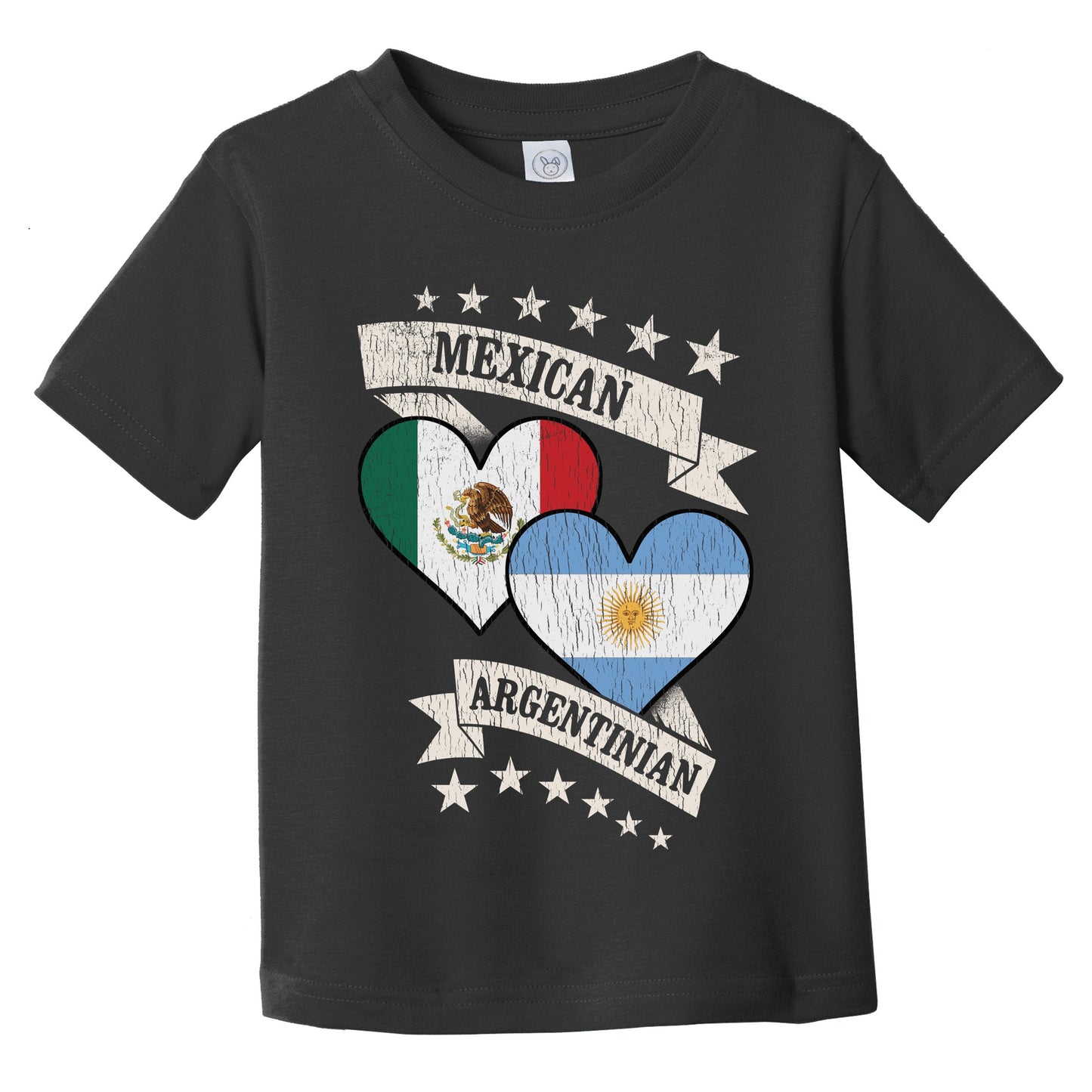 Mexican Argentinian Heart Flags Mexico Argentina Infant Toddler T-Shirt