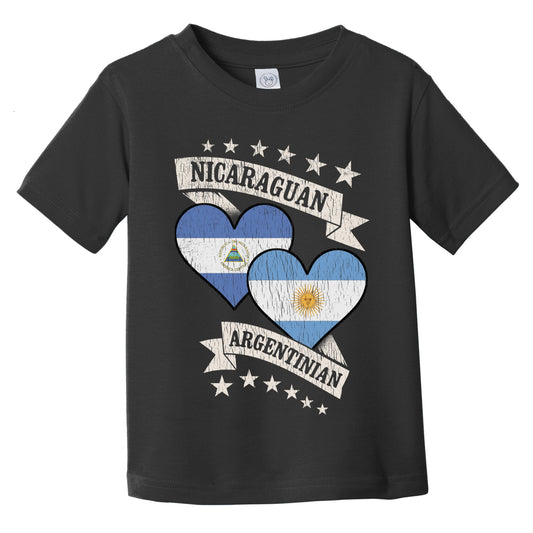 Nicaraguan Argentinian Heart Flags Nicaragua Argentina Infant Toddler T-Shirt