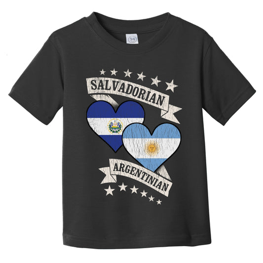 Salvadorian Argentinian Heart Flags El Salvador Argentina Infant Toddler T-Shirt