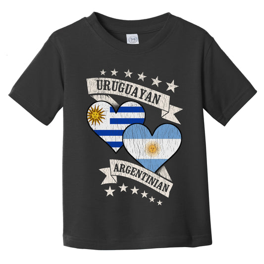 Uruguayan Argentinian Heart Flags Uruguay Argentina Infant Toddler T-Shirt