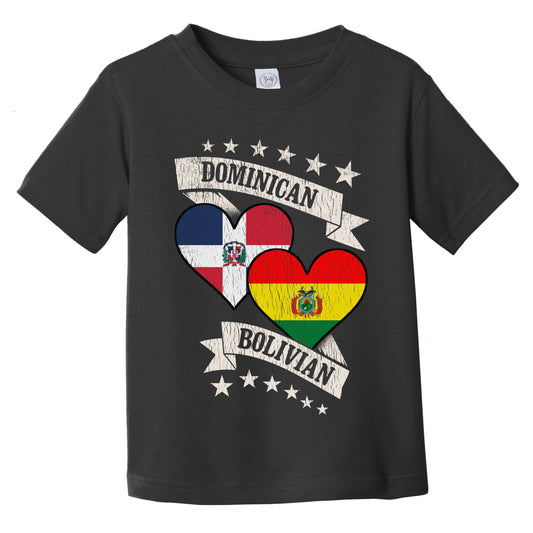 Dominican Bolivian Heart Flags Dominican Republic Bolivia Infant Toddler T-Shirt