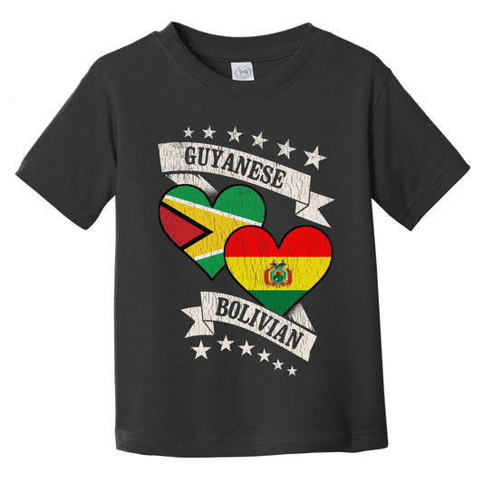 Guyanese Bolivian Heart Flags Guyana Bolivia Infant Toddler T-Shirt