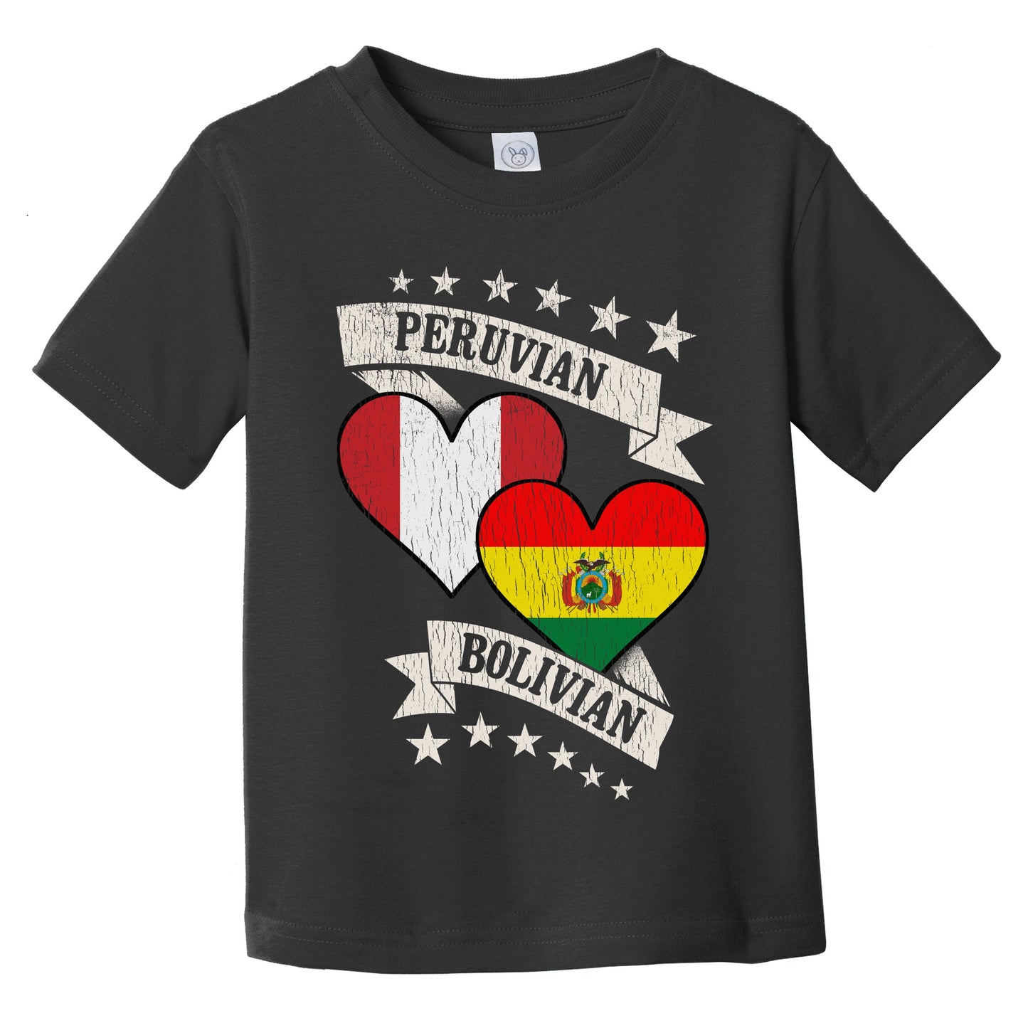 Peruvian Bolivian Heart Flags Peru Bolivia Infant Toddler T-Shirt