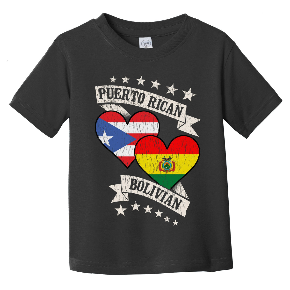Puerto Rican Bolivian Heart Flags Puerto Rico Bolivia Infant Toddler T-Shirt