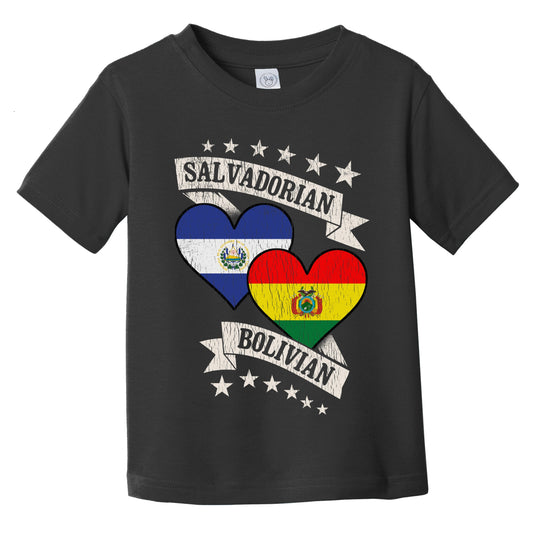 Salvadorian Bolivian Heart Flags El Salvador Bolivia Infant Toddler T-Shirt