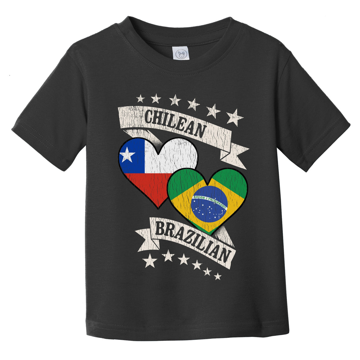 Chilean Brazilian Heart Flags Chile Brazil Infant Toddler T-Shirt