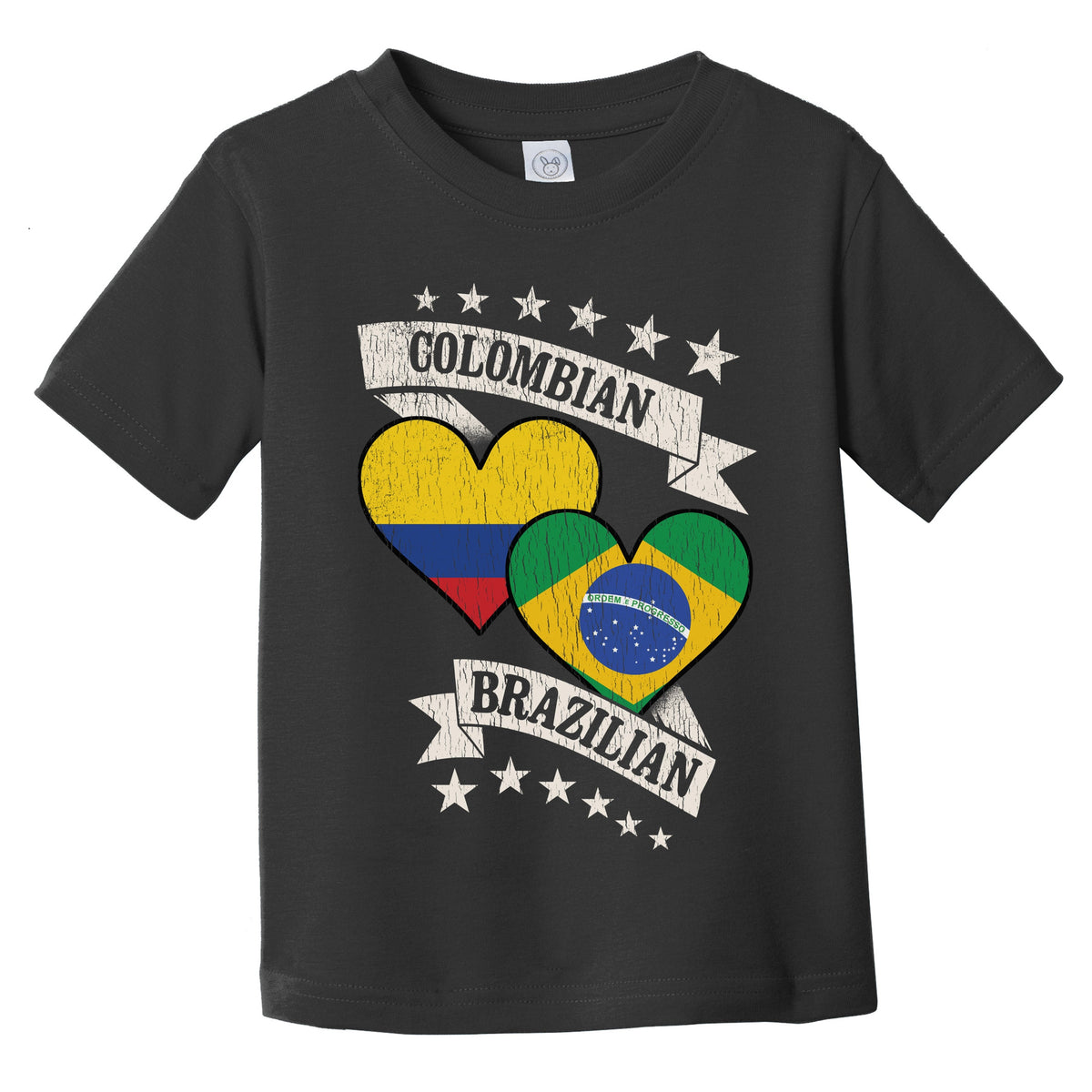 Colombian Brazilian Heart Flags Colombia Brazil Infant Toddler T-Shirt