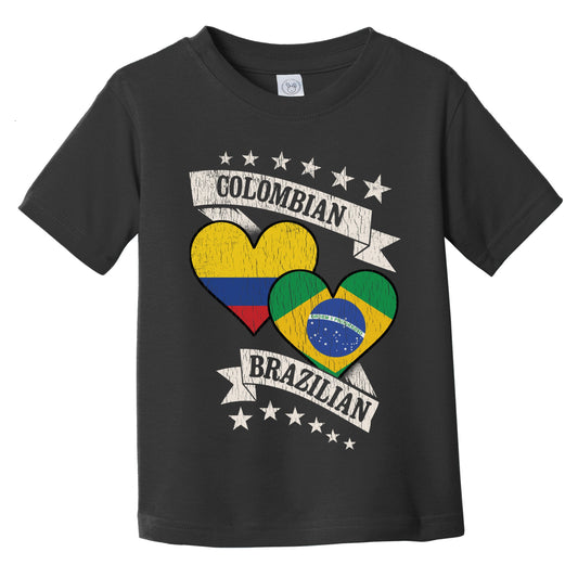 Colombian Brazilian Heart Flags Colombia Brazil Infant Toddler T-Shirt