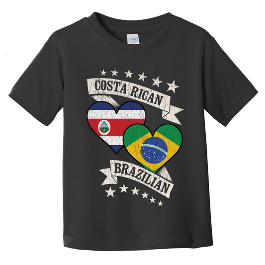 Costa Rican Brazilian Heart Flags Costa Rica Brazil Infant Toddler T-Shirt