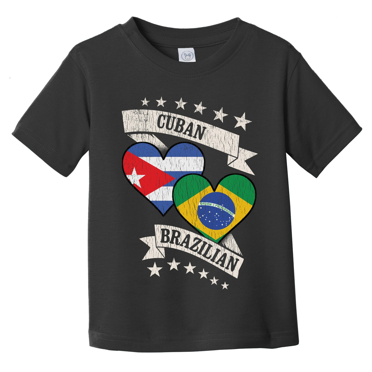 Cuban Brazilian Heart Flags Cuba Brazil Infant Toddler T-Shirt