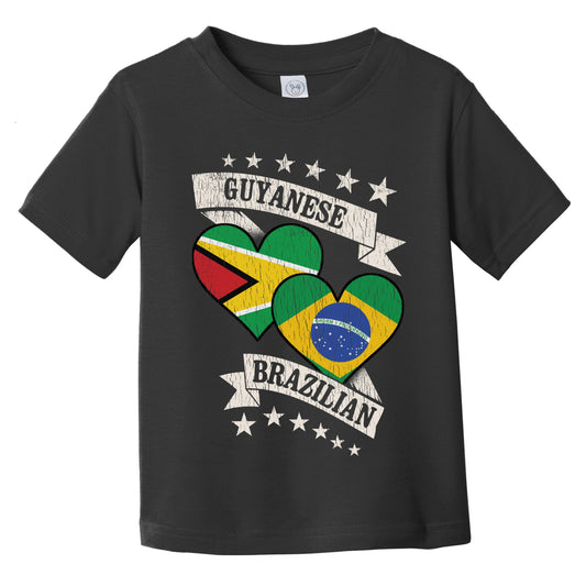 Guyanese Brazilian Heart Flags Guyana Brazil Infant Toddler T-Shirt