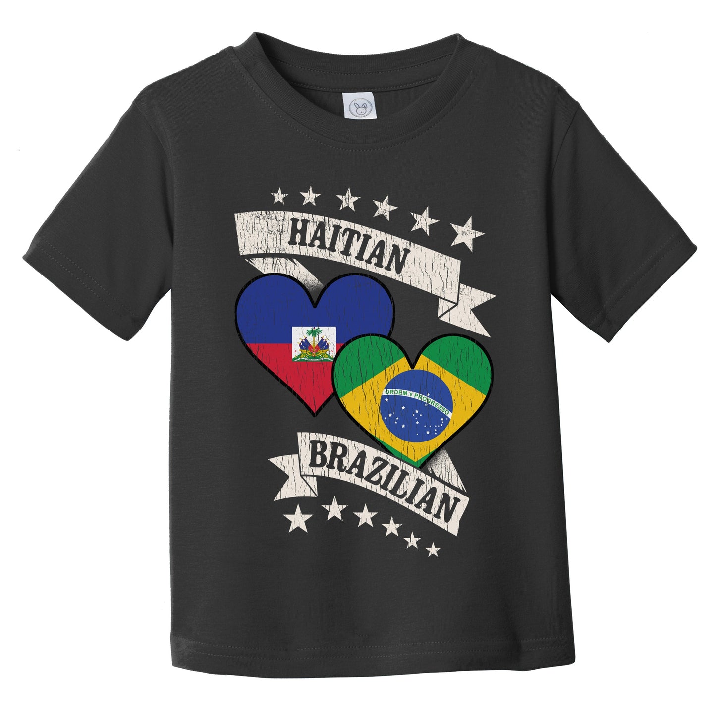 Haitian Brazilian Heart Flags Haiti Brazil Infant Toddler T-Shirt