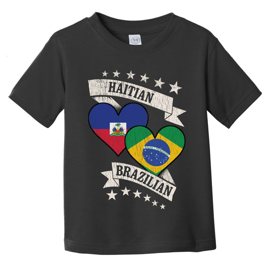 Haitian Brazilian Heart Flags Haiti Brazil Infant Toddler T-Shirt