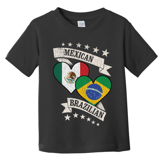 Mexican Brazilian Heart Flags Mexico Brazil Infant Toddler T-Shirt