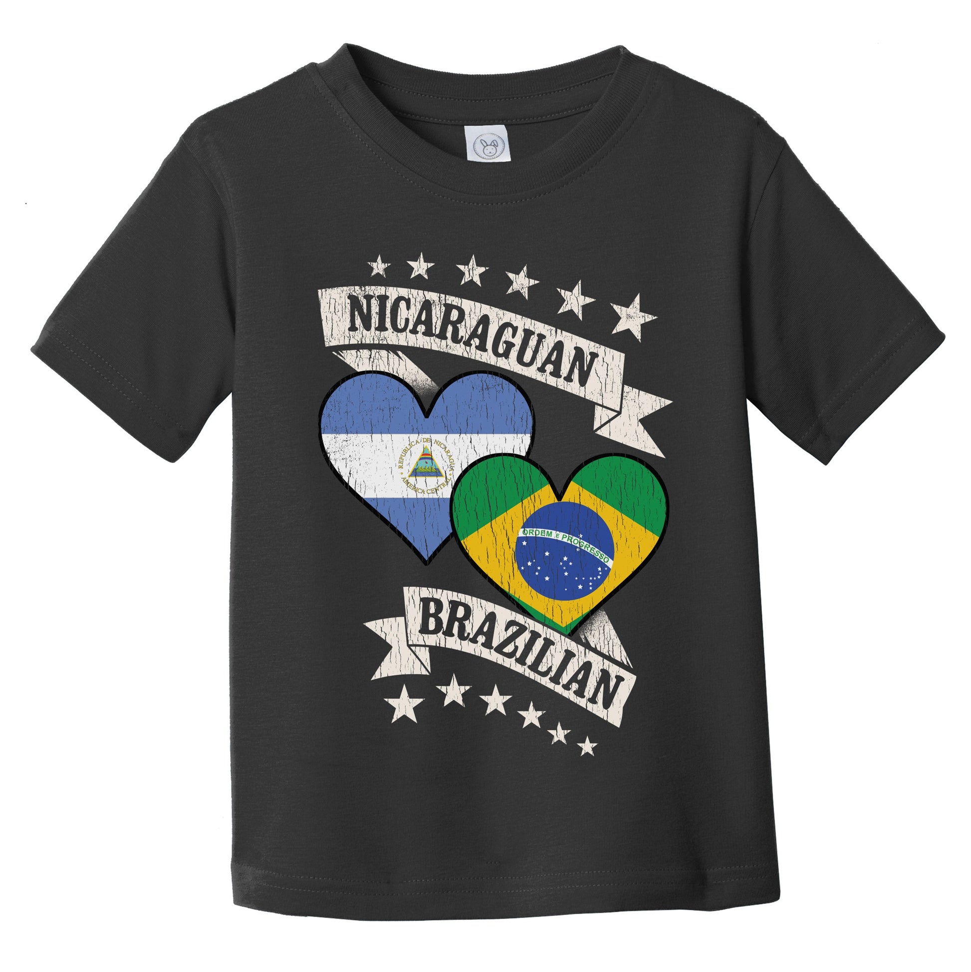 Nicaraguan Brazilian Heart Flags Nicaragua Brazil Infant Toddler T-Shirt