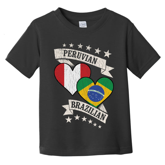 Peruvian Brazilian Heart Flags Peru Brazil Infant Toddler T-Shirt