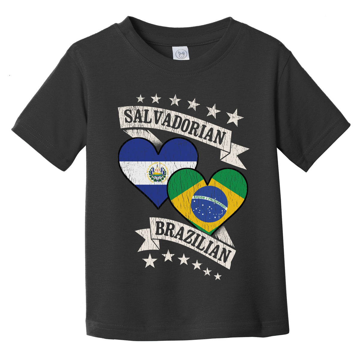Salvadorian Brazilian Heart Flags El Salvador Brazil Infant Toddler T-Shirt