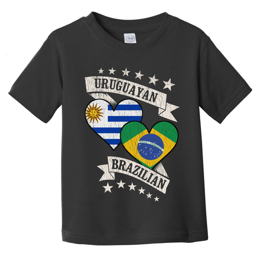 Uruguayan Brazilian Heart Flags Uruguay Brazil Infant Toddler T-Shirt