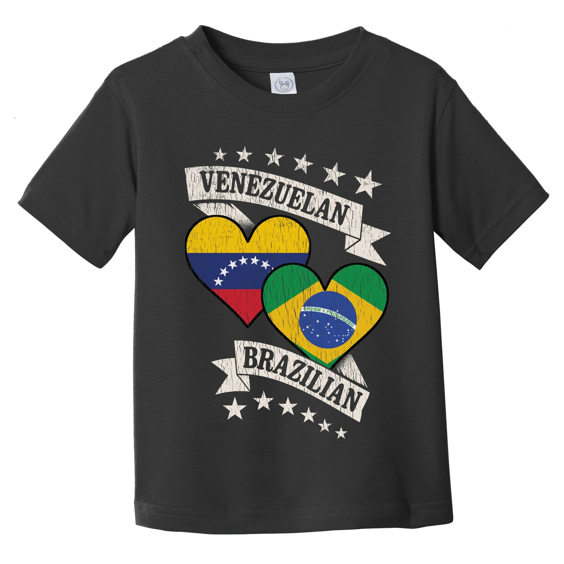 Venezuelan Brazilian Heart Flags Venezuela Brazil Infant Toddler T-Shirt