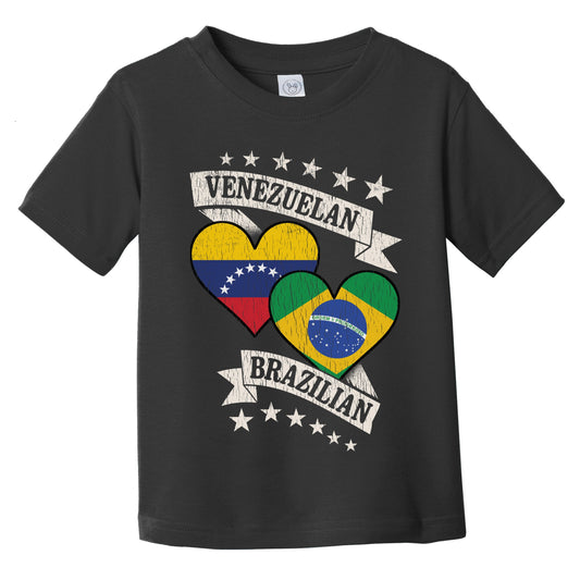 Venezuelan Brazilian Heart Flags Venezuela Brazil Infant Toddler T-Shirt
