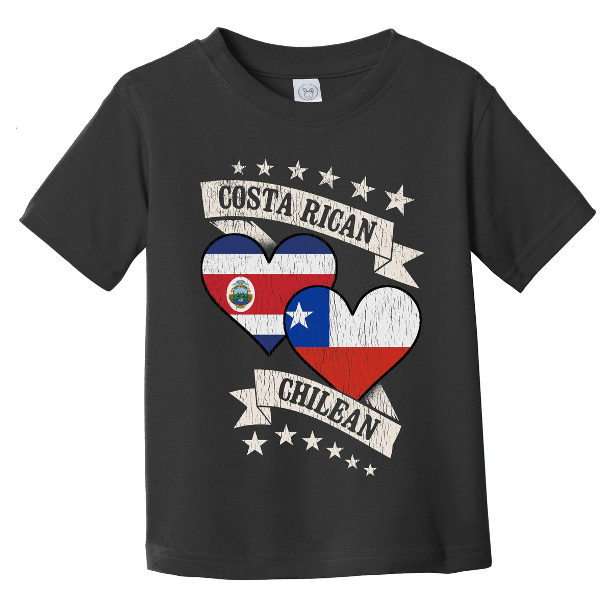 Costa Rican Chilean Heart Flags Costa Rica Chile Infant Toddler T-Shirt