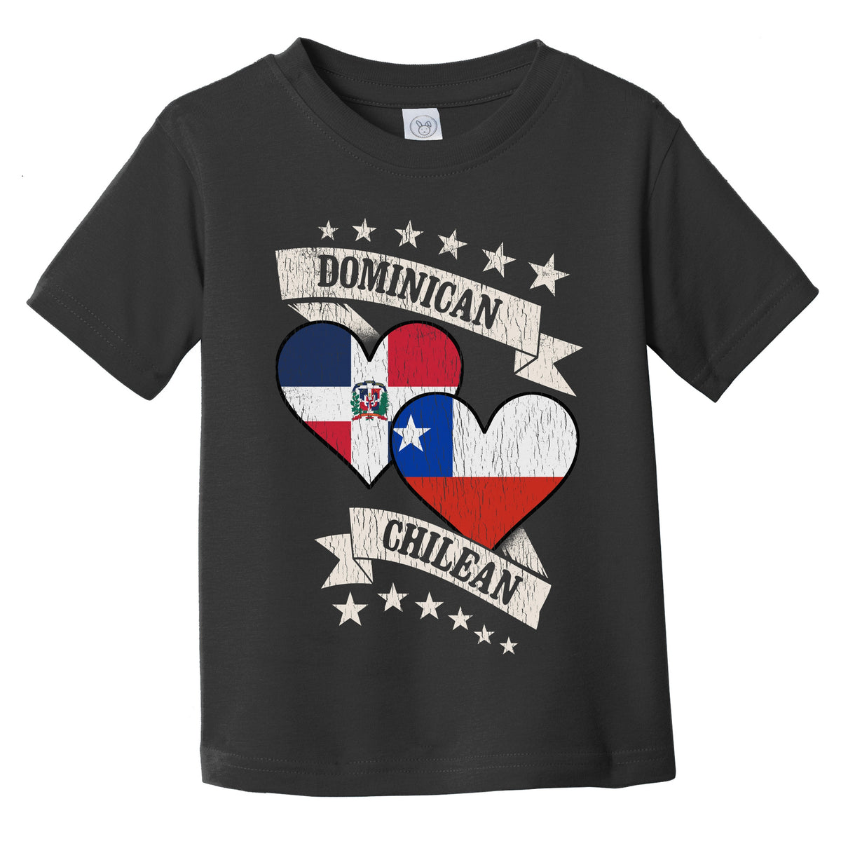 Dominican Chilean Heart Flags Dominican Republic Chile Infant Toddler T-Shirt