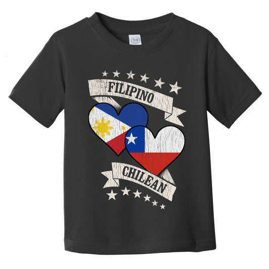 Filipino Chilean Heart Flags Philippines Chile Infant Toddler T-Shirt