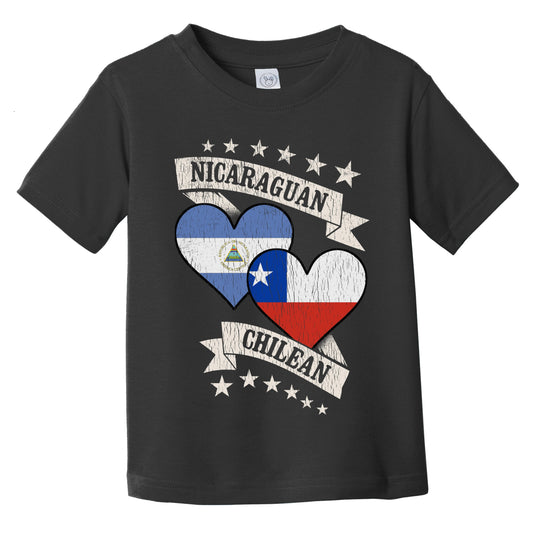 Nicaraguan Chilean Heart Flags Nicaragua Chile Infant Toddler T-Shirt