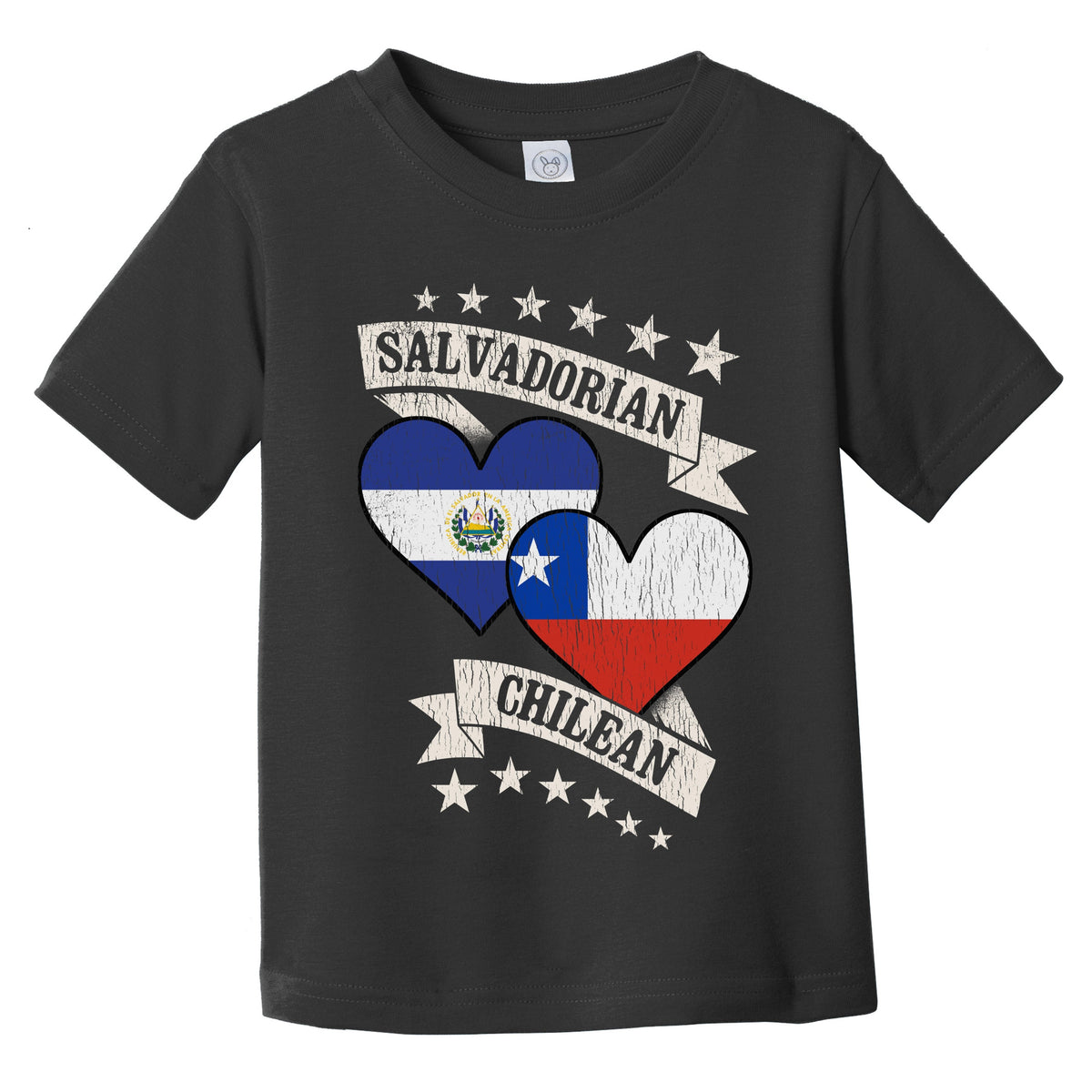 Salvadorian Chilean Heart Flags El Salvador Chile Infant Toddler T-Shirt