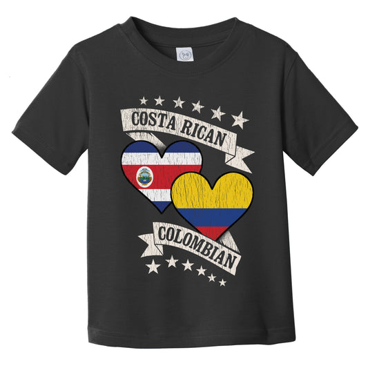 Costa Rican Colombian Heart Flags Costa Rica Colombia Infant Toddler T-Shirt