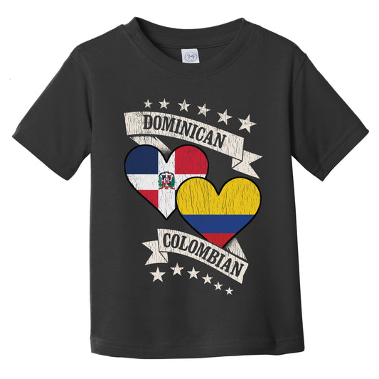 Dominican Colombian Heart Flags Dominican Republic Colombia Infant Toddler T-Shirt