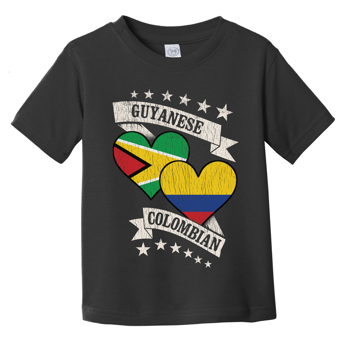 Guyanese Colombian Heart Flags Guyana Colombia Infant Toddler T-Shirt