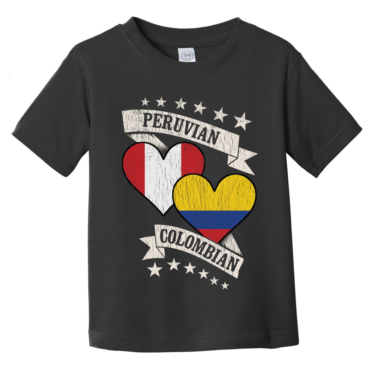 Peruvian Colombian Heart Flags Peru Colombia Infant Toddler T-Shirt