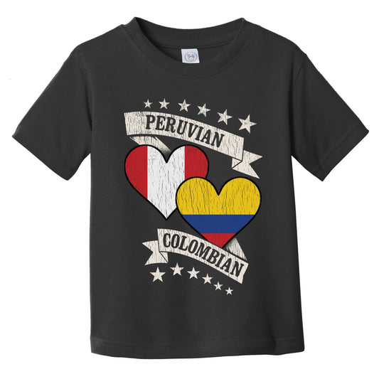 Peruvian Colombian Heart Flags Peru Colombia Infant Toddler T-Shirt