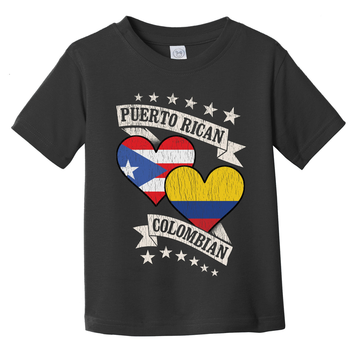 Puerto Rican Colombian Heart Flags Puerto Rico Colombia Infant Toddler T-Shirt